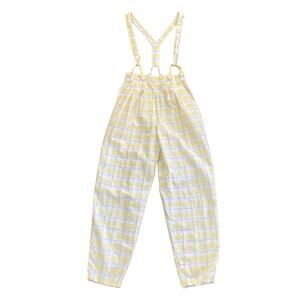 Eber San Francisco Vintage Yellow Plaid Trousers with Detachable Suspenders